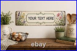 Custom Metal Garden Sign Personalized Floral Name Plate Vintage Wall Art Gift