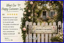 Custom Metal Garden Sign Personalized Floral Name Plate Vintage Wall Art Gift