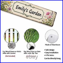 Custom Metal Garden Sign Personalized Floral Name Plate Vintage Wall Art Gift