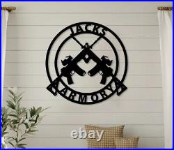Custom Metal Gun Sign, Personalized Armory Name Sign, Mancave Decor, Best Gift
