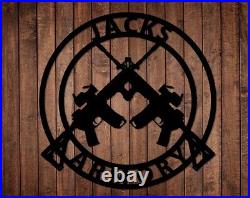 Custom Metal Gun Sign, Personalized Armory Name Sign, Mancave Decor, Best Gift