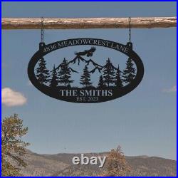 Custom Mountain Eagle Sign, Address Sign, Outdoor Eagle Monogram, Eagle Mountain