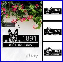Custom Peeking Dogs Puppy Metal Number Metal Address Sign, House Number Address