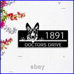 Custom Peeking Dogs Puppy Metal Number Metal Address Sign, House Number Address