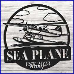 Custom Plane With Floats Metal Sign Art, Personalized Plane Metal Sign, Pilot Gift