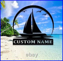 Custom Sailboat Metal Sign, Personalized Sailing Sign, Sailing Sport Metal Wall