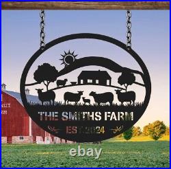 Custom Sheep Farm Sign, Sheep Metal Sign, Sheep Farmhouse Sign, Farmer Gift