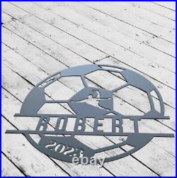 Custom Soccer Metal Sign, Soccer Ball Wall Decor, Sport Outdoor Home Decor