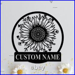 Custom Sunflower Decor Metal Sign, Personalized Sunflower Wall Art, Sunfloer Decor