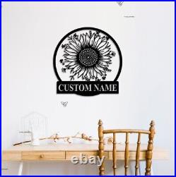Custom Sunflower Decor Metal Sign, Personalized Sunflower Wall Art, Sunfloer Decor