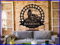 Custom Train Metal Sign Wall Art, Railroad Wall Decor, Railroad Sign Custom Train Metal Sign Wall Art, Railroad Wall Decor, Railroad Sign