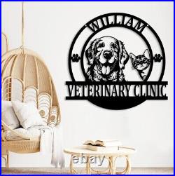 Custom Veterinarian Metal Wall Art, Vet Name Sign, Dog Cat Clinic Metal Sign