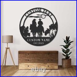 Custom Western Cowboy Cowgirl Wall art, Western Riding Cowboy Metal Sign
