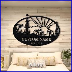 Custom oil refinery factory Metal Sign Wall Art With Last Name Personalized Custom oil refinery factory Metal Sign Wall Art With Last Name Personalized