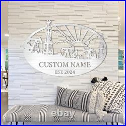 Custom oil refinery factory Metal Sign Wall Art With Last Name Personalized Custom oil refinery factory Metal Sign Wall Art With Last Name Personalized