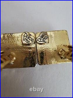 DOLCE VITA PARIS Vintage Earrings Clips Signed Gold Metal 80s France