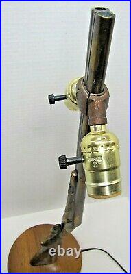 DOUBLE BARREL SHOTGUN Vintage Figural Lamp Light Double Bulb Cast Metal Gun