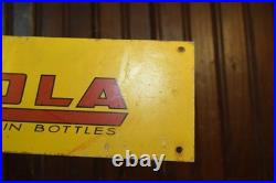 DRINK LIME COLA PAINTED METAL MALT SHOP DEALER SIGN VINTAGE 1950s 3 x 12 SODA