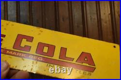 DRINK LIME COLA PAINTED METAL MALT SHOP DEALER SIGN VINTAGE 1950s 3 x 12 SODA