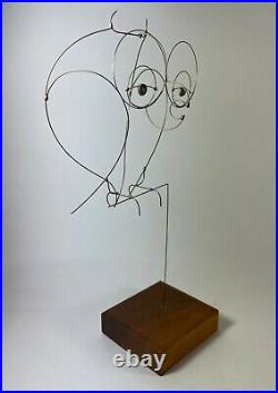 Dan Hay (attr.) Mid Century Modern Vintage Kinetic Wire Sculpture Owl Figure