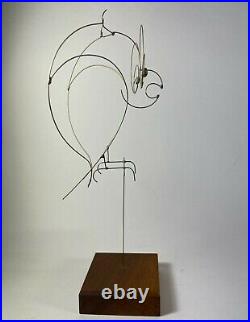 Dan Hay (attr.) Mid Century Modern Vintage Kinetic Wire Sculpture Owl Figure