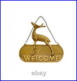 Deer Design Welcome Sign Vintage Brass Plaque Rustic Cabin Decor Deer Design Welcome Sign Vintage Brass Plaque Rustic Cabin Decor