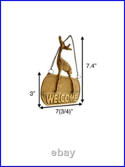 Deer Design Welcome Sign Vintage Brass Plaque Rustic Cabin Decor Deer Design Welcome Sign Vintage Brass Plaque Rustic Cabin Decor