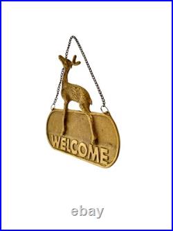 Deer Design Welcome Sign Vintage Brass Plaque Rustic Cabin Decor Deer Design Welcome Sign Vintage Brass Plaque Rustic Cabin Decor