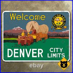 Denver Colorado city limits centennial welcome covered wagon 1976 28x21
