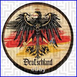 Deutschland Coat of Arms Crest Eagle German Wood Barrel Head Hanging Wall Decor