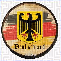 Deutschland Flag with Eagle Crest Germany Wood Barrel Head Hanging Wall Decor