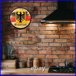 Deutschland Flag with Eagle Crest Germany Wood Barrel Head Hanging Wall Decor