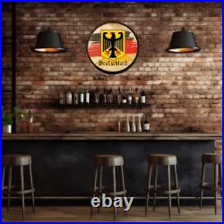 Deutschland Flag with Eagle Crest Germany Wood Barrel Head Hanging Wall Decor
