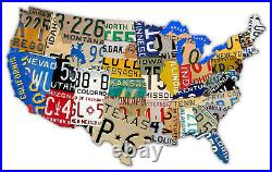 Die Cut USA License Plate Map Heavy Metal Sign Multiple Sizes Made in the USA