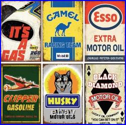 Durable Vintage-Inspired Metal Signs 24-Piece Wall Decor for Garage & Lounge