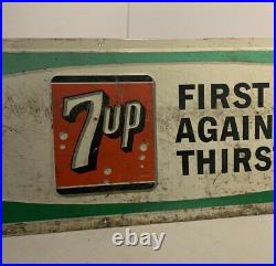 Embossed Vintage 7-Up First Against Thirst Metal Sign