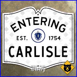 Entering Carlisle Massachusetts city limit highway marker road sign 1950 36x32