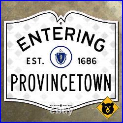 Entering Provincetown Massachusetts city limit road sign Cape Cod 1950 36x32