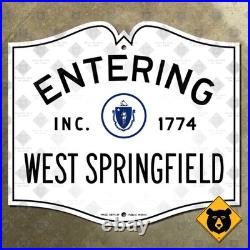 Entering West Springfield Massachusetts city limit highway road sign 1950 18x16 Entering West Springfield Massachusetts city limit highway road sign 1950 18x16