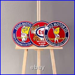 Esso Motor Oil Vintage Metal Sign Set of 3 30 cm / 11.8 Petrol Decor