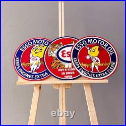 Esso Motor Oil Vintage Metal Sign Set of 3 30 cm / 11.8 Petrol Decor