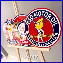 Esso Motor Oil Vintage Metal Sign Set of 3 30 cm / 11.8 Petrol Decor