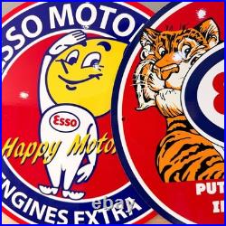 Esso Motor Oil Vintage Metal Sign Set of 3 30 cm / 11.8 Petrol Decor
