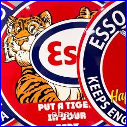 Esso Motor Oil Vintage Metal Sign Set of 3 30 cm / 11.8 Petrol Decor