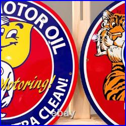 Esso Motor Oil Vintage Metal Sign Set of 3 30 cm / 11.8 Petrol Decor