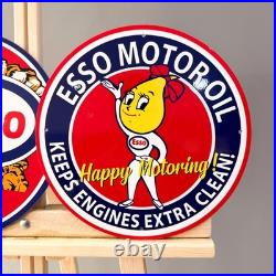Esso Motor Oil Vintage Metal Sign Set of 3 30 cm / 11.8 Petrol Decor