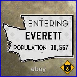 Everett Washington city limit road highway sign 1930s outline cutout 30x20