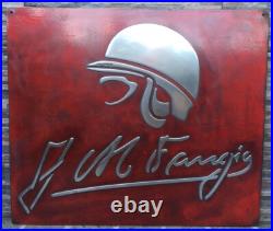 Fangio Vintage Garage Metal Sign 20x24 Handmade Cast Aluminum Relief