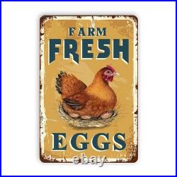 Farm Fresh Eggs Tin Sign Vintage Metal Wall Decor 12x8
