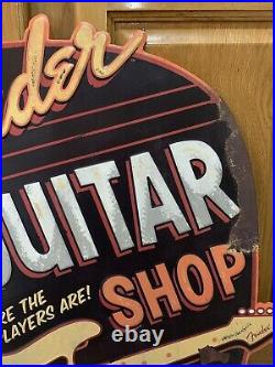 Fender Guitar Shop Sign Electric Metal Vintage Style Pick Guard String Band